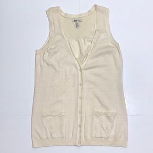 G.H.Bass Women’s Sz M Ivory Button-up Vest NWOT